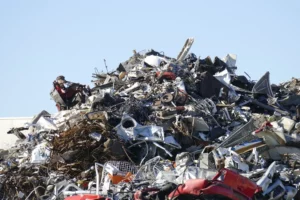 Salvaged Metal Car Parts in a Huge Pile